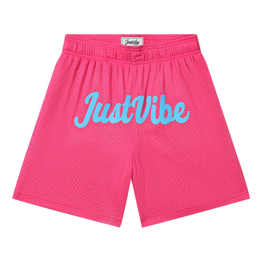 JUST VIBE Basic Logo Printed Mesh Basketball Shorts | Face 3 Face