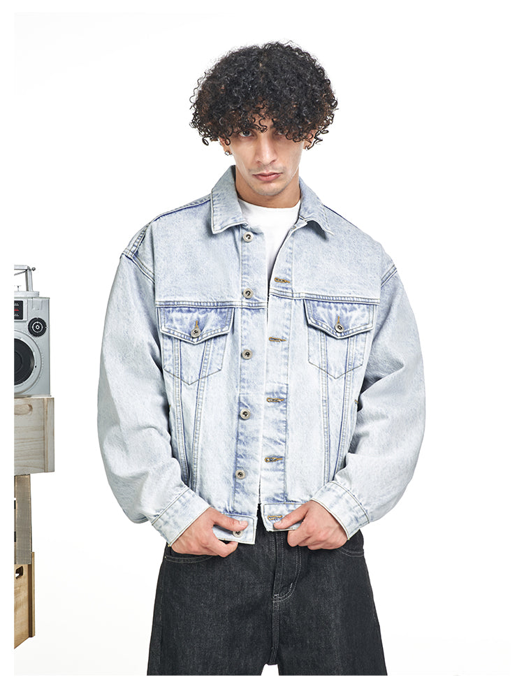 F3F Select Heavily Washed Light Blue Denim Jacket | Face 3 Face