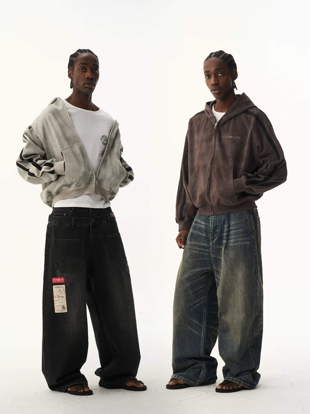 EXITMODE BY BLIND NO PLAN Vintage Check Washed Oversized Zip Up Hoodie | Face 3 Face