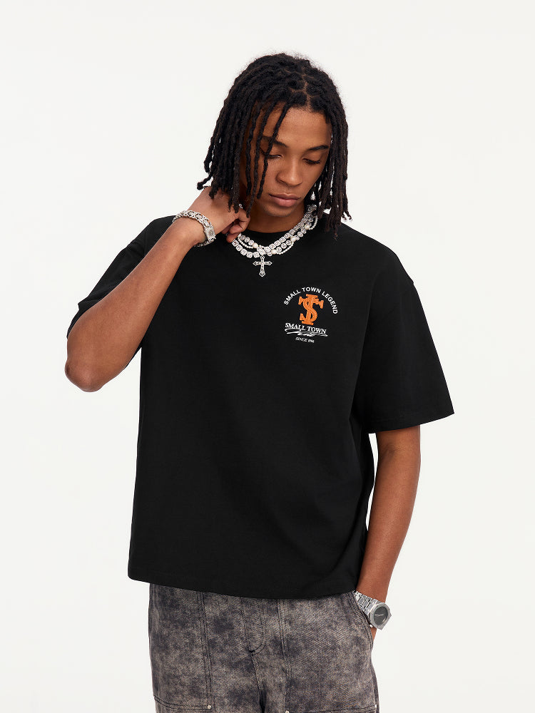 Small Town Kid Embroidered Logo Leather Label Tee | Face 3 Face