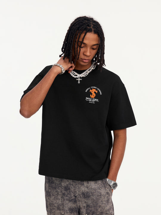 Small Town Kid Embroidered Logo Leather Label Tee | Face 3 Face