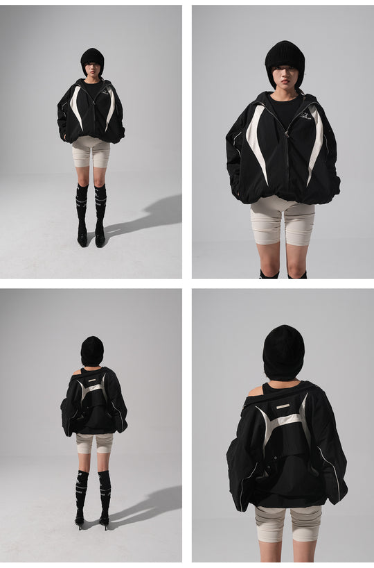Labt Contrast Stitch Nylon Track Jacket | Face 3 Face