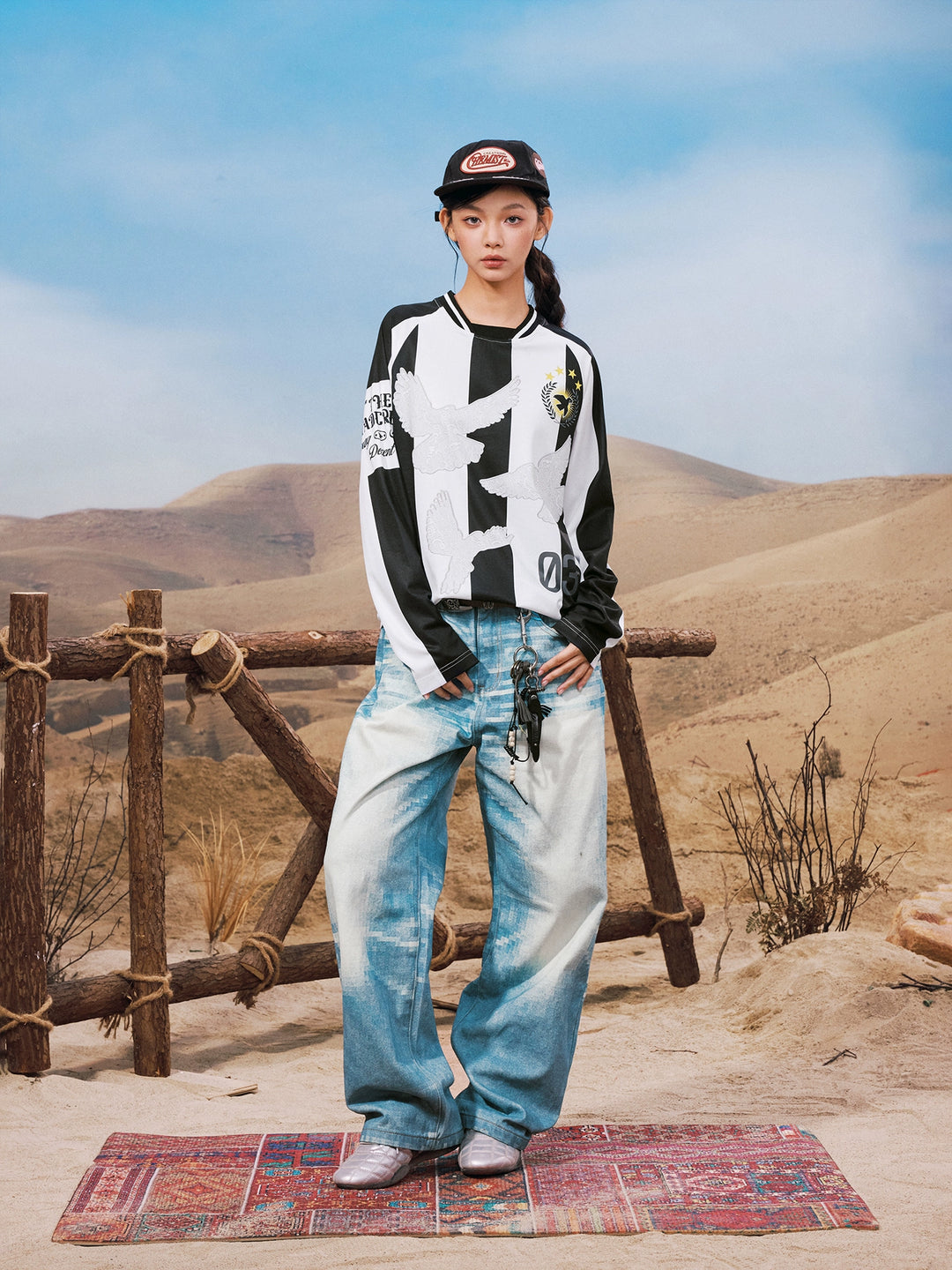 YADcrew Lace Peace Dove Striped Long Sleeve Soccer Jersey | Face 3 Face