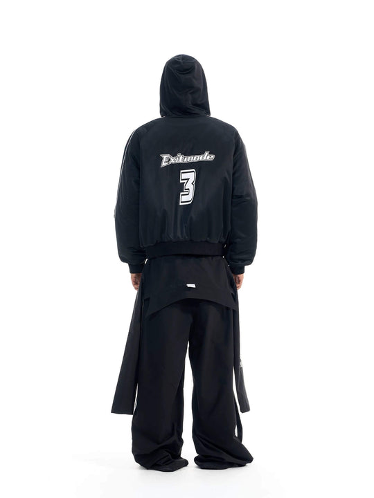 EXITMODE BY BLIND NO PLAN Sport Stripe Sleeve Hooded Bomber Jacket | Face 3 Face