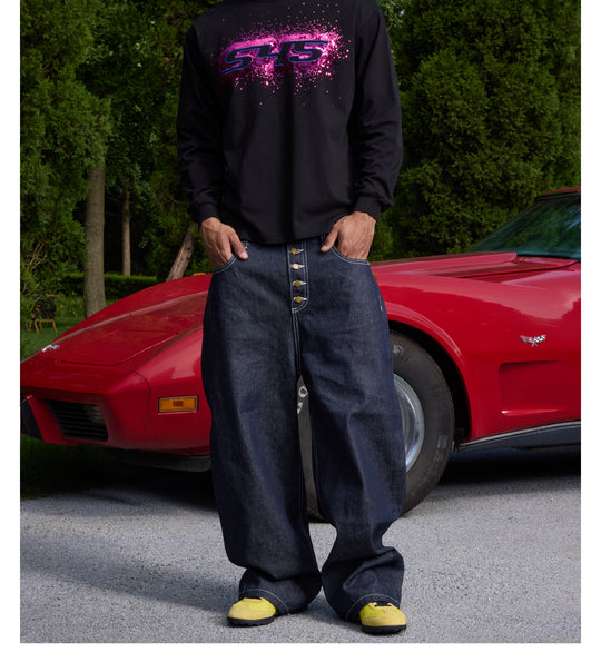 S45 Sequined Embroidered Logo Long Sleeve Tee | Face 3 Face