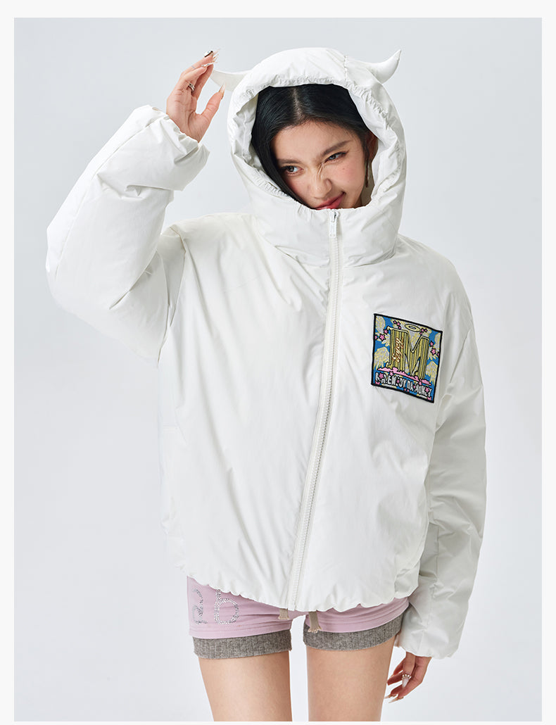 MEDM Angel & Devil Fluffy-Eared Hooded Down Jacket | Face 3 Face