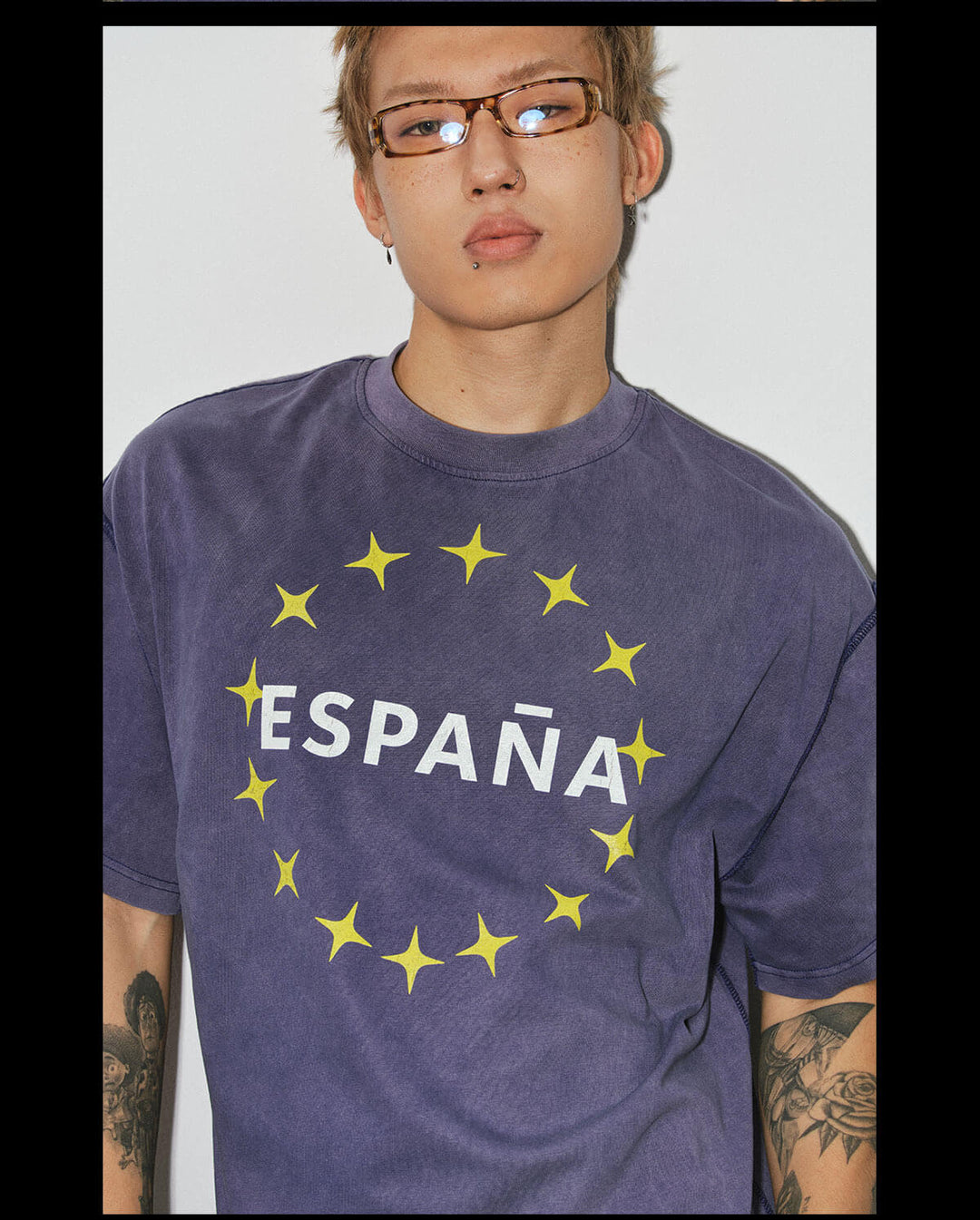 NOVACAM Vintage Washed Circle Star Print Short Sleeve Tee | Face 3 Face