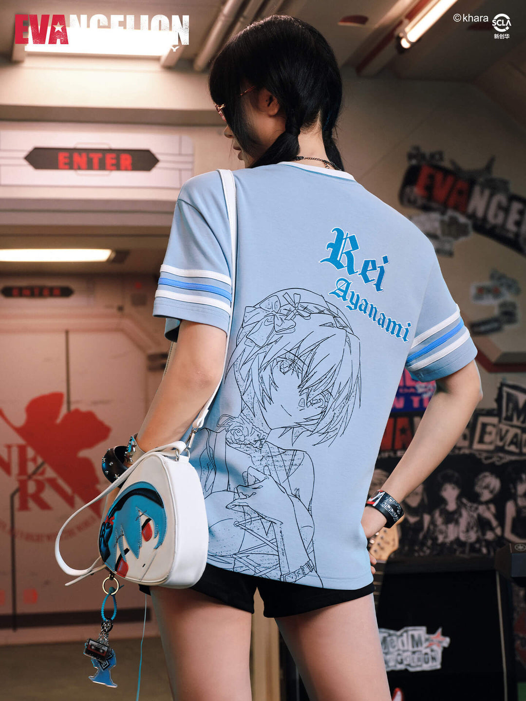 MEDM x EVA NEVER END Character Sketch Print Name Embroidered V Neck Tee | Face 3 Face