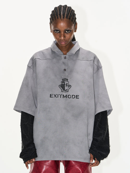 BLIND NO PLAN Cloud Shadow Distressed Dye Printed Polo | Face 3 Face