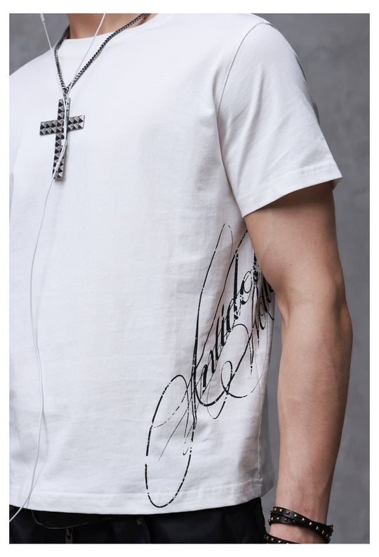 ANTIDOTE Faded Inverted Cross Back Print Short Sleeve Tee