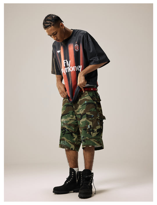 Remedy Paint Stained Camouflage Work Cargo Shorts | Face 3 Face