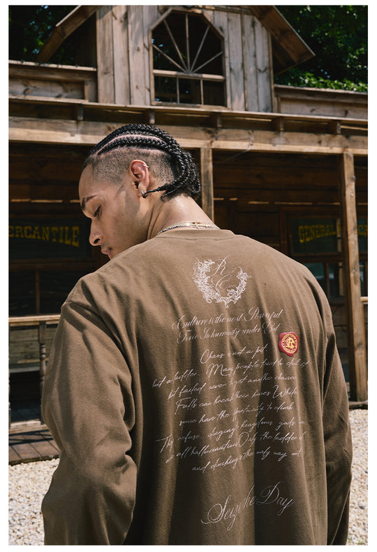 Remedy Wax Seal Handwritten Letter Print Long Sleeve Tee | Face 3 Face