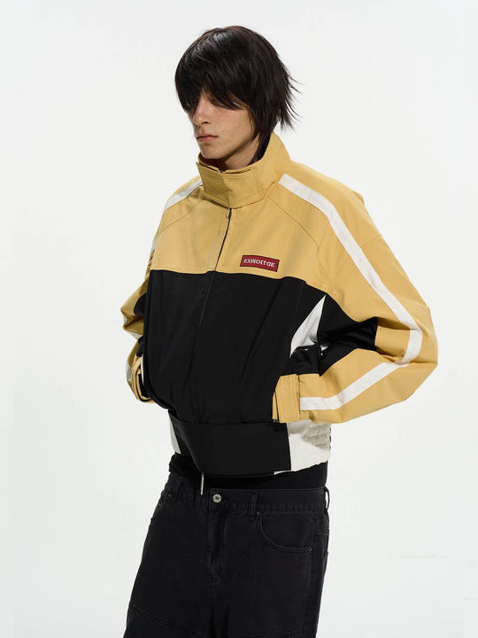 EXITMODE BY BLIND NO PLAN Horse Embroidered Elbow Patch Short Racing Jacket | Face 3 Face