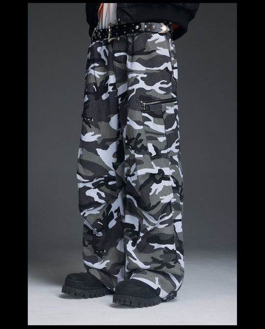NOVACAM Snow Camouflage Baggy Work Cargo Pants | Face 3 Face