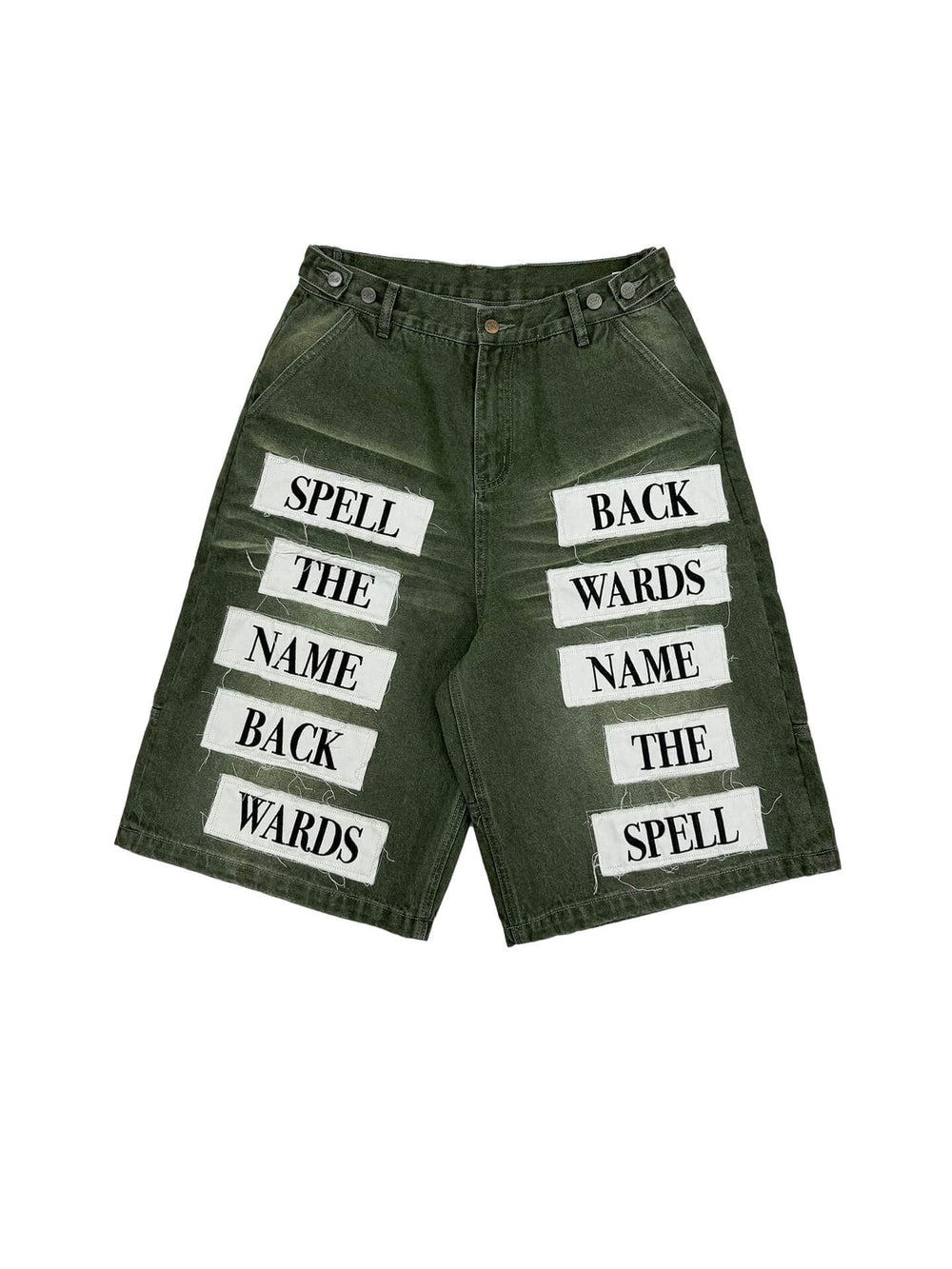 EVETS Embroidered Patches Denim Baggy Shorts | Face 3 Face