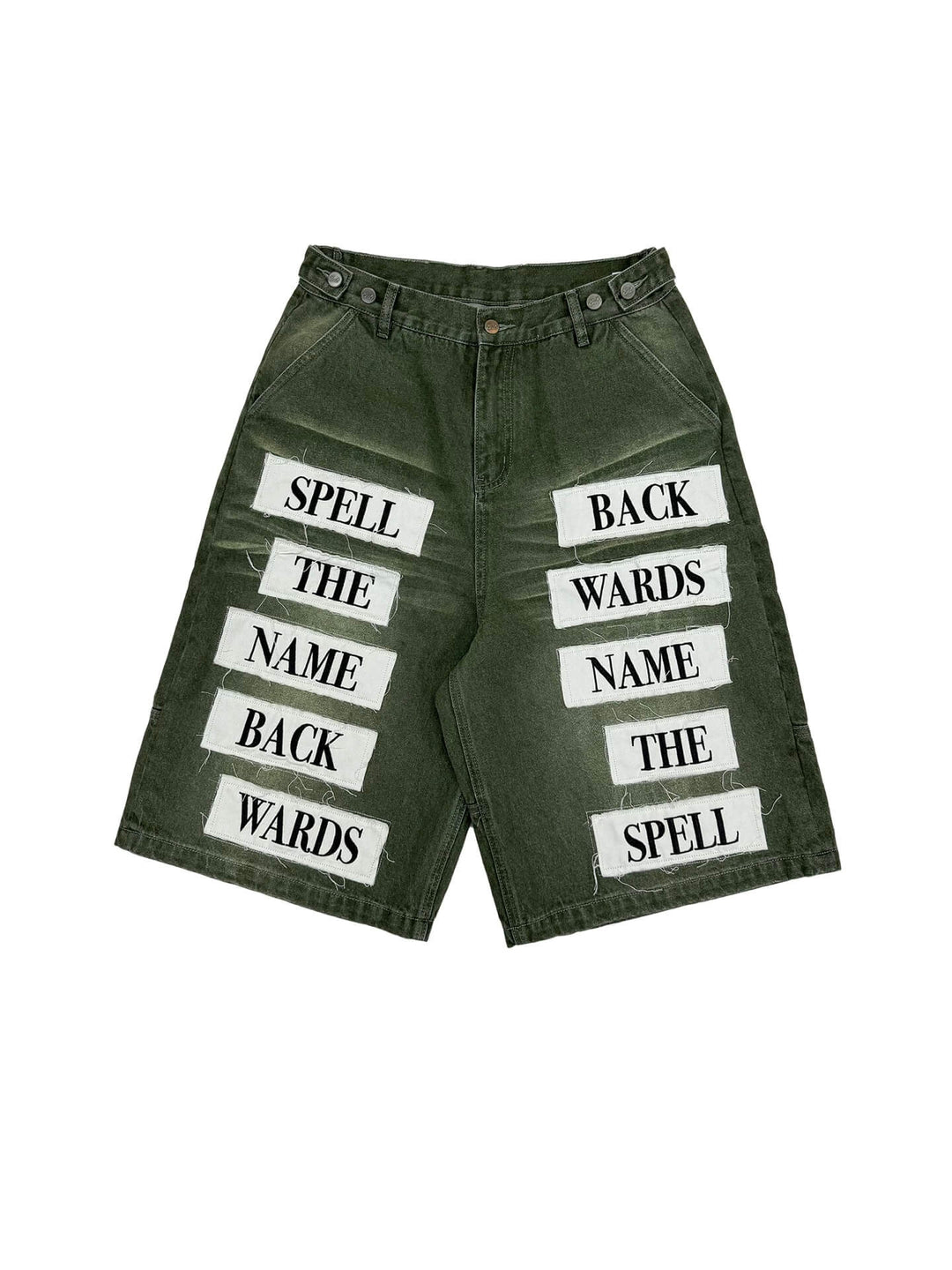 EVETS Embroidered Patches Denim Baggy Shorts | Face 3 Face