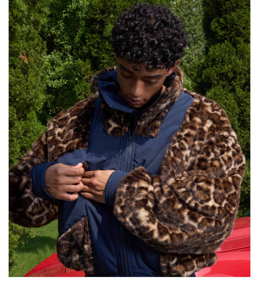 S45 Leopard Fur Lined Nylon Tactical Jacket | Face 3 Face