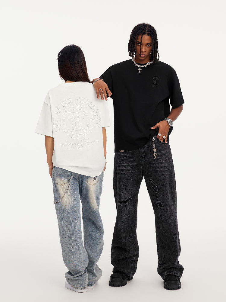 Small Town Kid Round Cross Patch Embroidered Tee | Face 3 Face