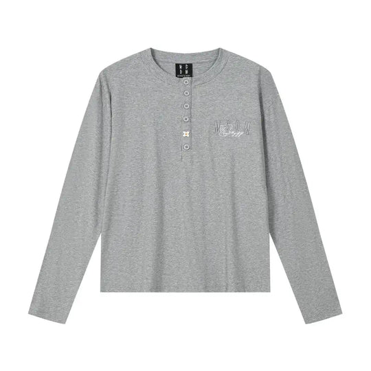 MEDM Flower Button Henley Long Sleeve Tee | Face 3 Face