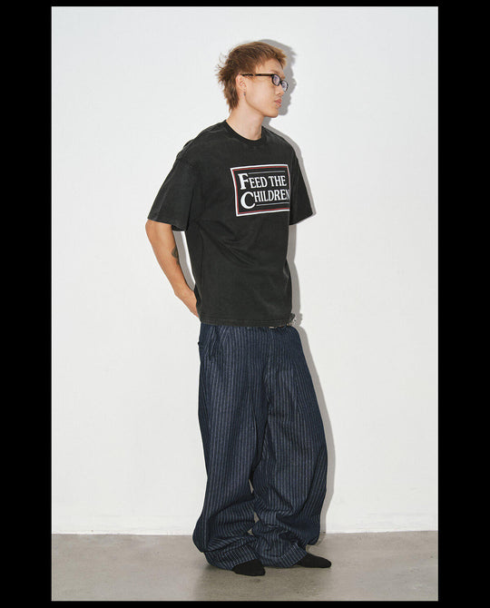 NOVACAM Striped Curved Baggy Jeans | Face 3 Face