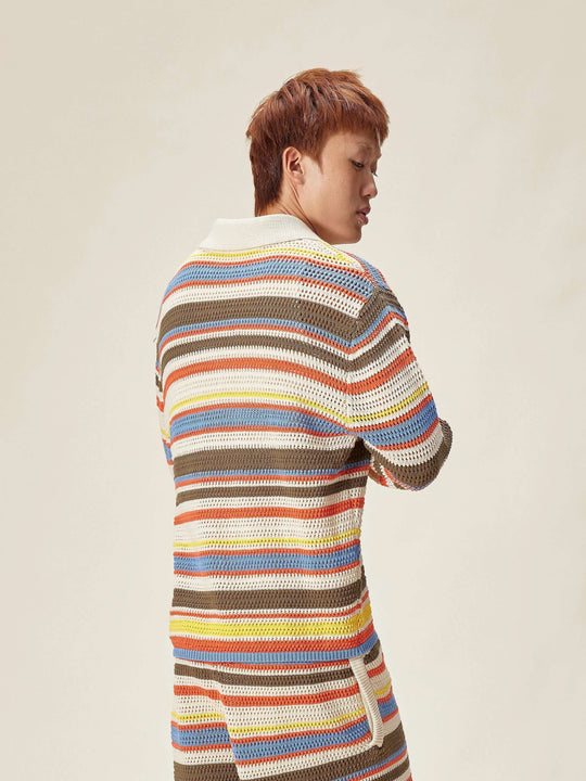 EVILKNIGHT(EK) Multicolor Striped Knit Cardigan