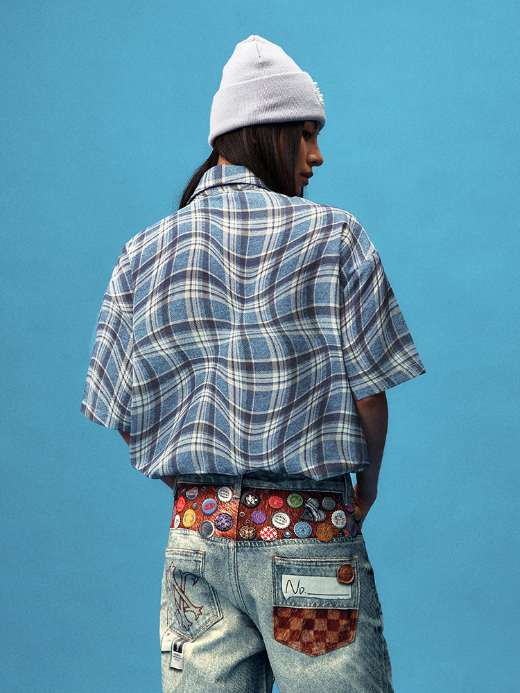 YADcrew Twisted Plaid Short Sleeve Shirt | Face 3 Face