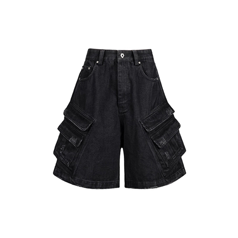 UNDERWATER Aged Multi Pocket Denim Shorts | Face 3 Face