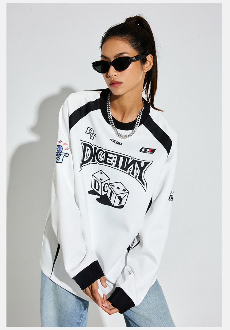 DICETINY Dice Logo Printing Long Sleeved Sports Jersey Tee | Face 3 Face