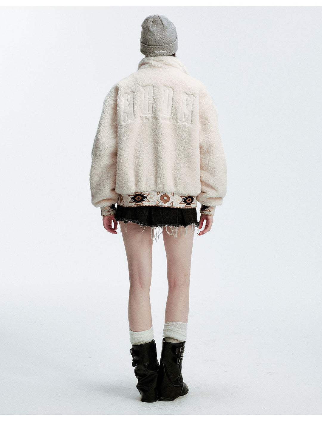 MEDM Ethnic Trim Belted Sherpa Jacket | Face 3 Face