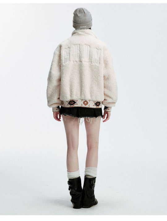 MEDM Ethnic Trim Belted Sherpa Jacket | Face 3 Face