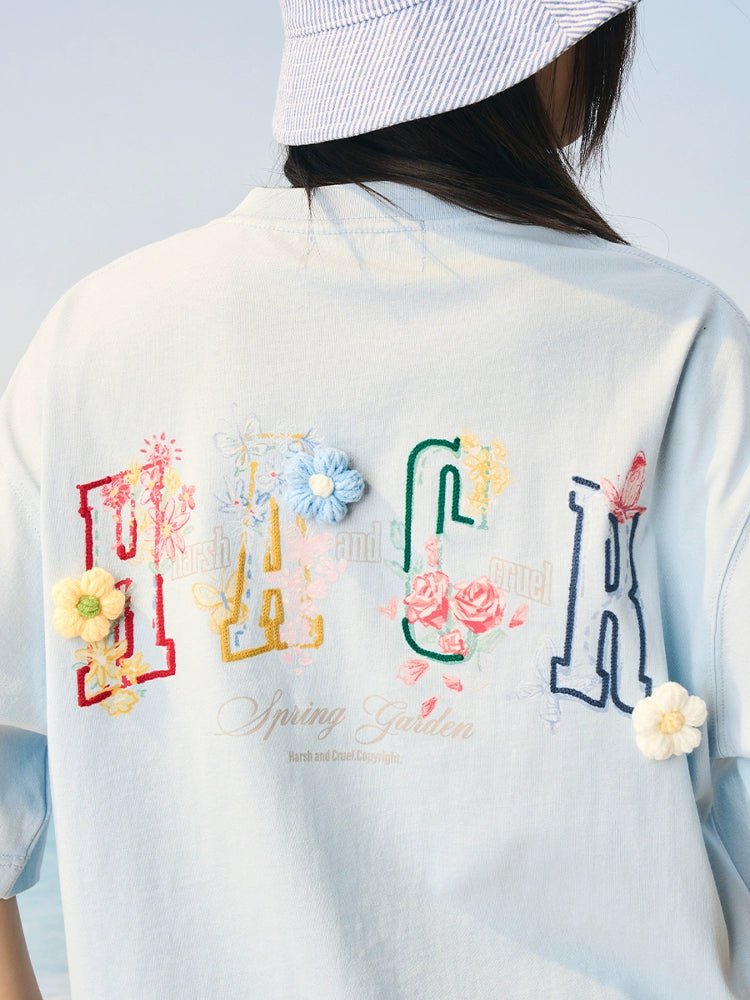 Harsh and Cruel HACR Crayon Drawing 3D Wool Flower Tee | Face 3 Face