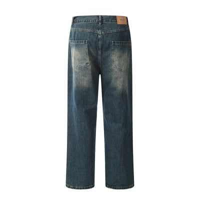F3F Select Washed Pleated Splicing Denim Pants