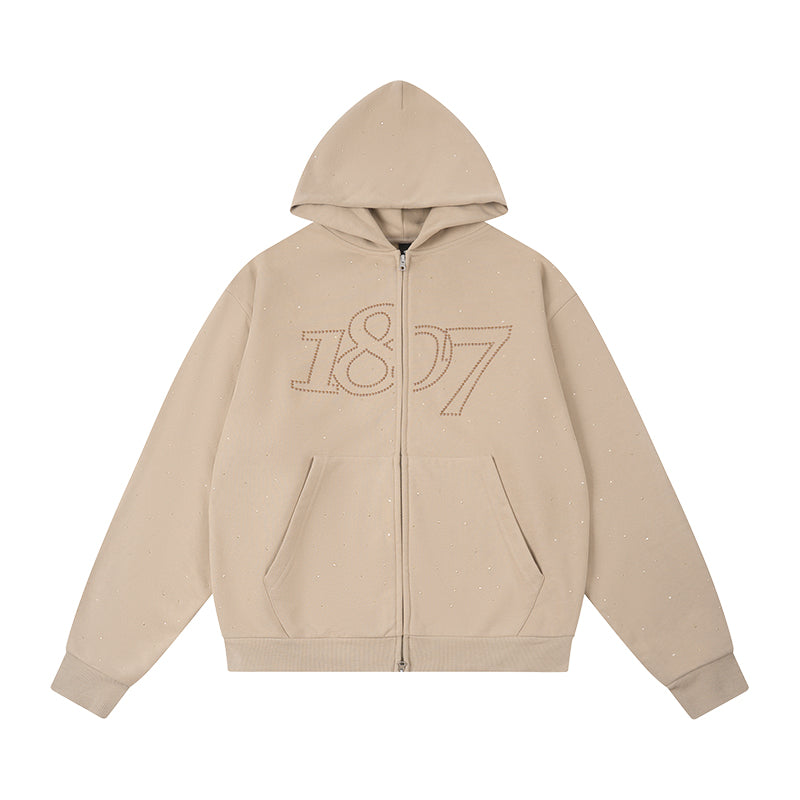 1807 Logo Studs Zip Up Hoodie | Face 3 Face