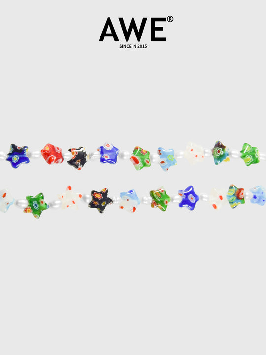 AWE Colorful Flower Star Pearl Necklace | Face 3 Face