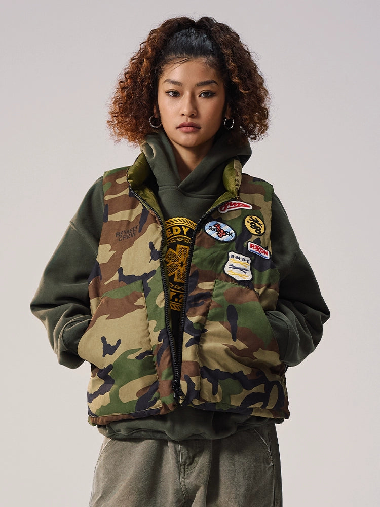 Remedy Camouflage Reversible Down Vest | Face 3 Face