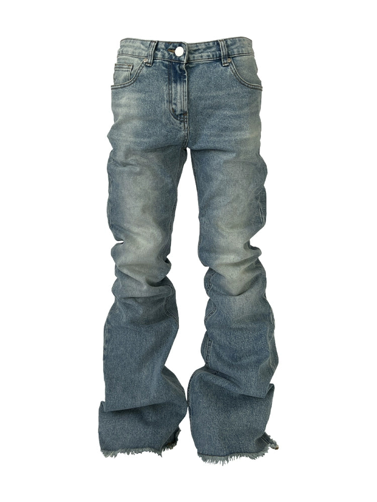 KARMANISTIC Cutoff Washed Flared Jeans | Face 3 Face