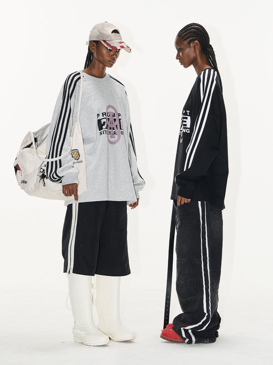 BLIND NO PLAN Sports Contrast Stitching Print Sweatshirt | Face 3 Face