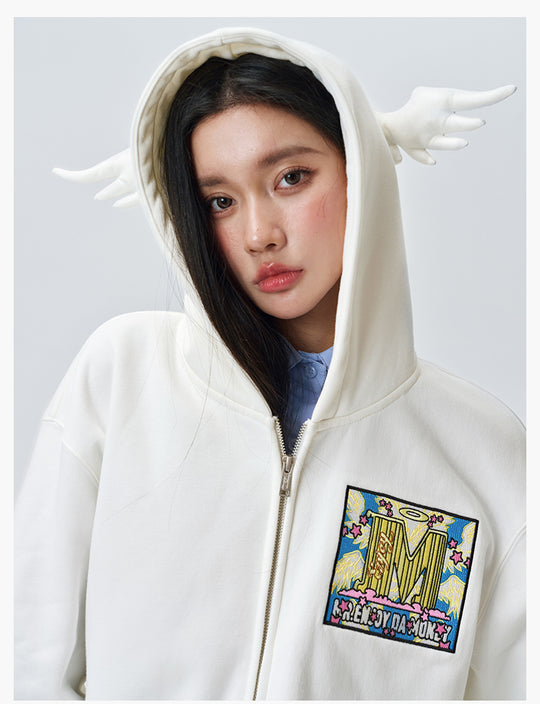 MEDM Angel & Devil Horns Zip-Up Hoodie | Face 3 Face