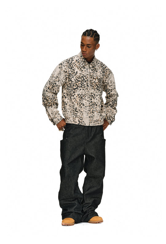 ANTIDOTE Leopard Washed Work Jacket | Face 3 Face