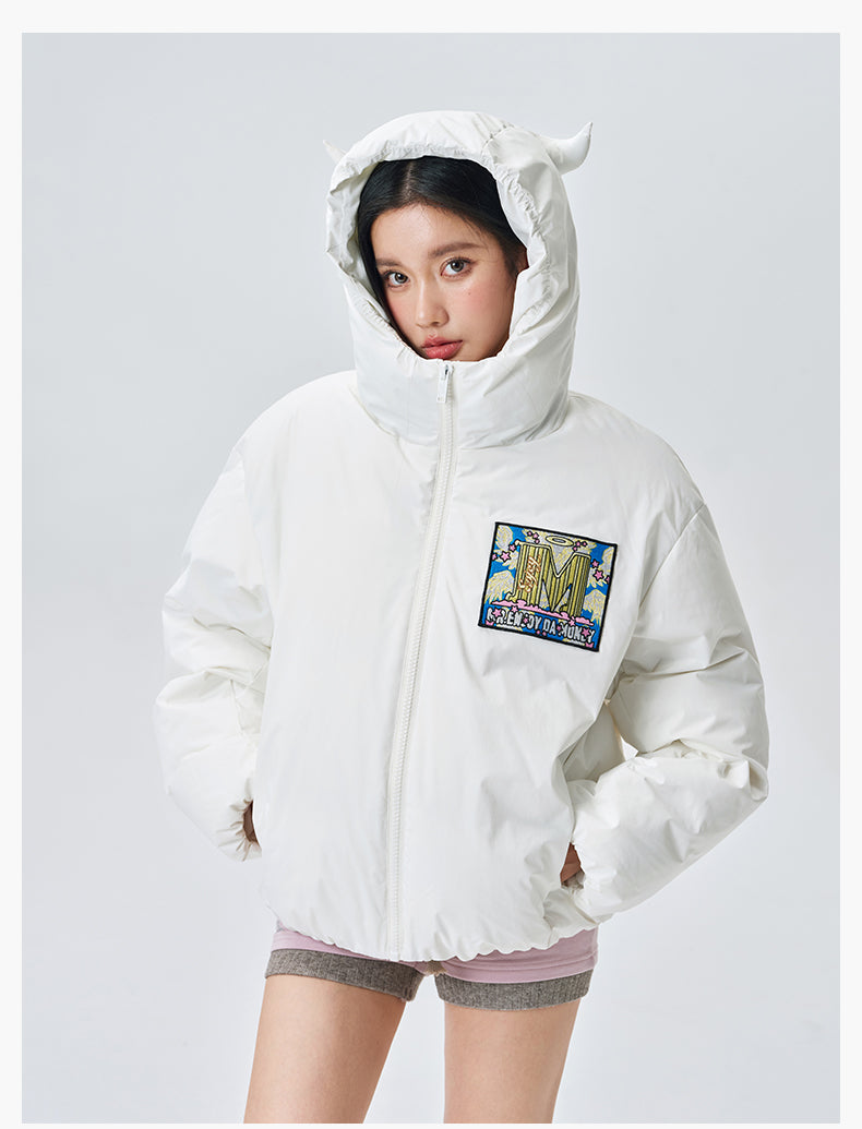 MEDM Angel & Devil Fluffy-Eared Hooded Down Jacket | Face 3 Face