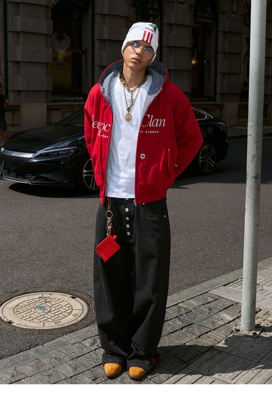 STEEPC Plaid Lined Red Hooded Jacket | Face 3 Face