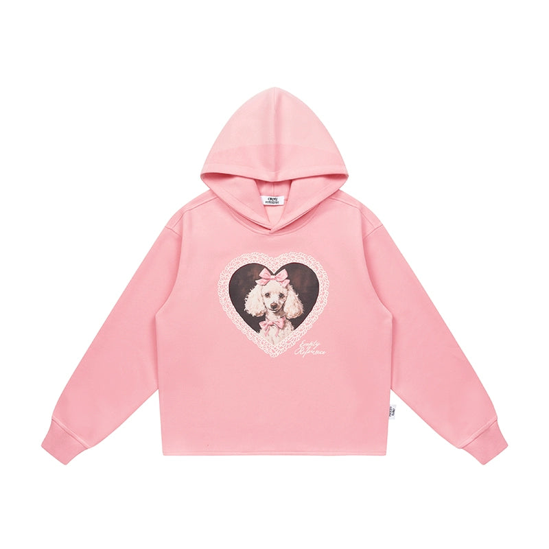 EMPTY REFERENCE Lace Heart Puppy Print Hoodie | Face 3 Face