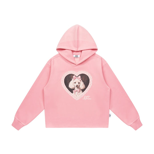 EMPTY REFERENCE Lace Heart Puppy Print Hoodie | Face 3 Face