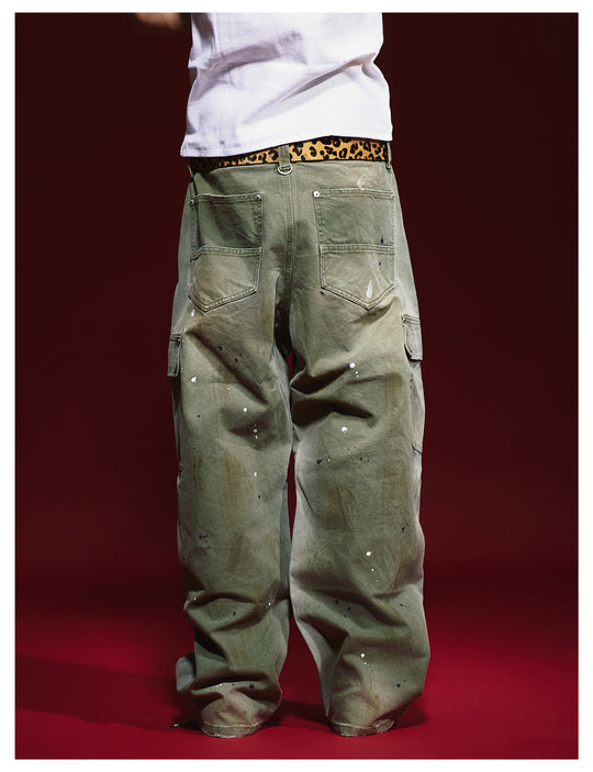 Remedy Washed Ink Splash Baggy Work Cargo Pants | Face 3 Face