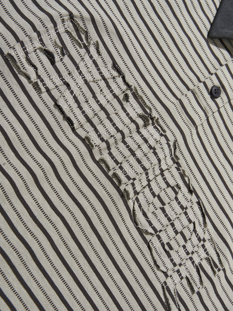 BLIND NO PLAN Striped Raw-Edge Patch Polo | Face 3 Face