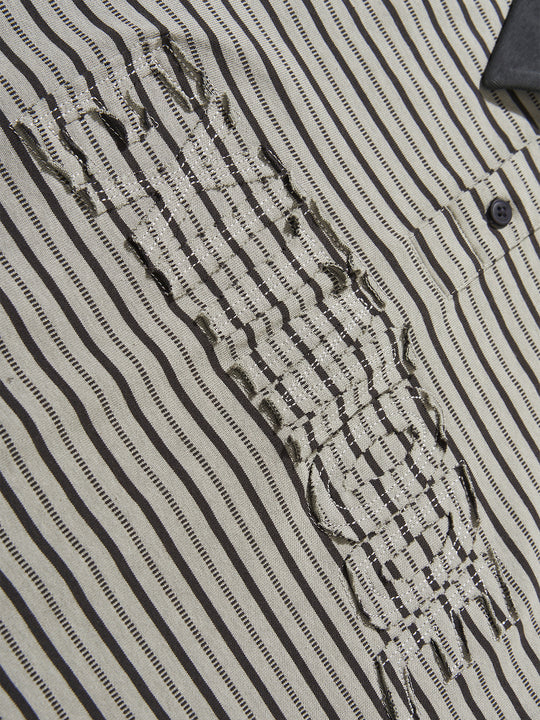 BLIND NO PLAN Striped Raw-Edge Patch Polo | Face 3 Face