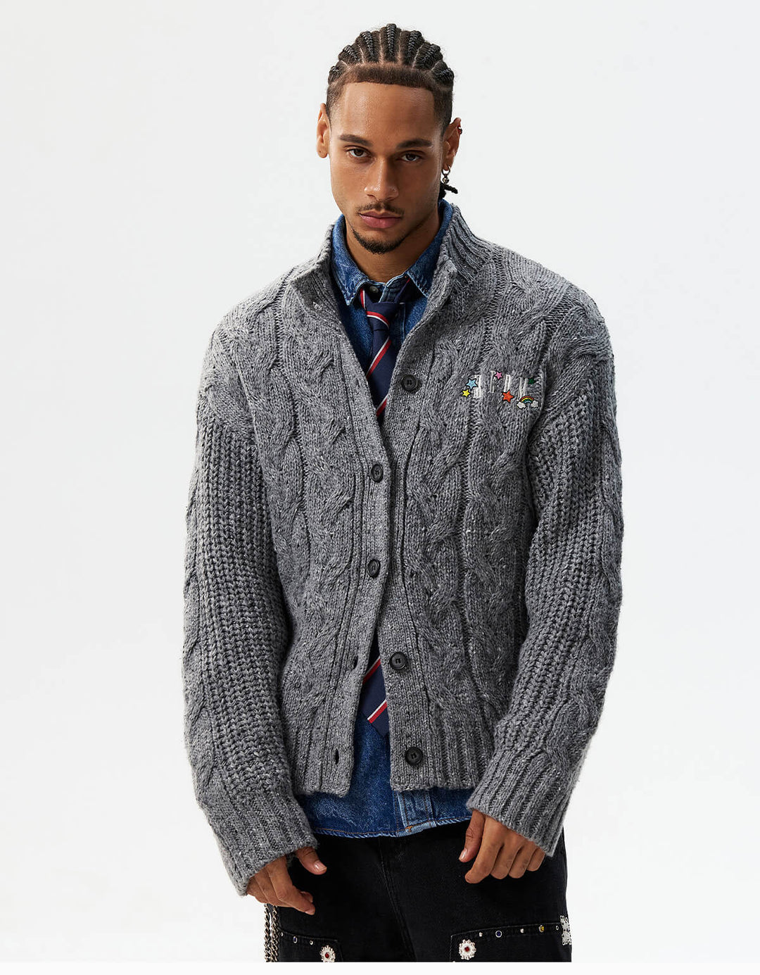 MEDM Speckled Cable Knit Cardigan | Face 3 Face