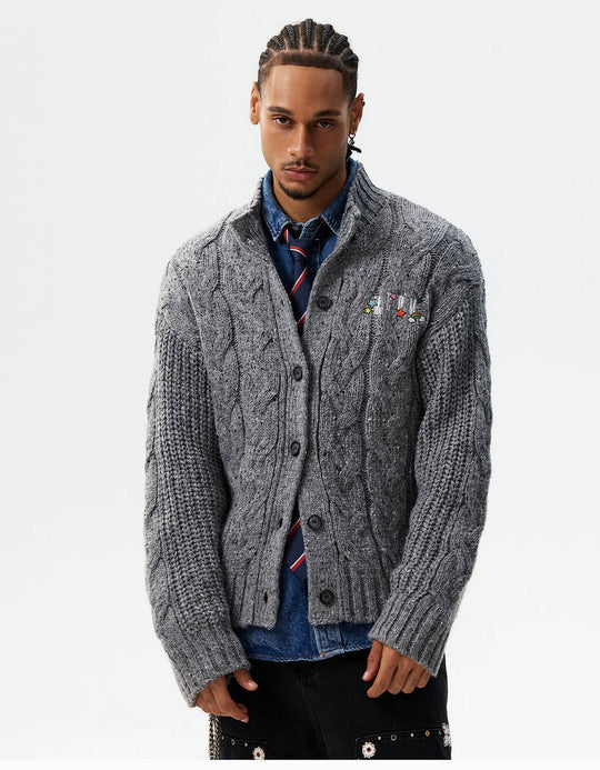 MEDM Speckled Cable Knit Cardigan | Face 3 Face