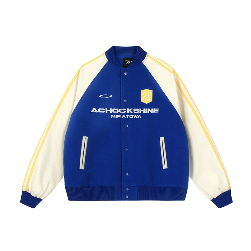 Racer varsity jacket | Achock Contrast Color Racing Varsity Jacket | Face 3 Face