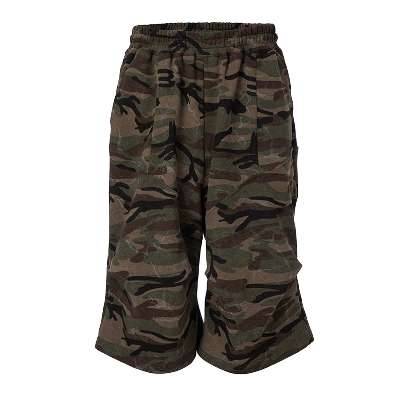 F2CE Washed Camouflage Sweat Shorts | Face 3 Face